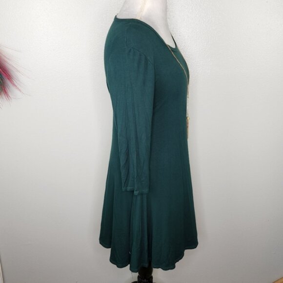 Forever Rose Green Fit & Flare Mini Dress with Removable Gold Necklace Size XL - Picture 9 of 10